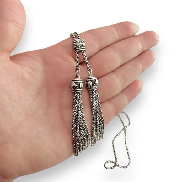David Yurman Renaissance tassle diamonds adjustable 40 inch box chain necklace
